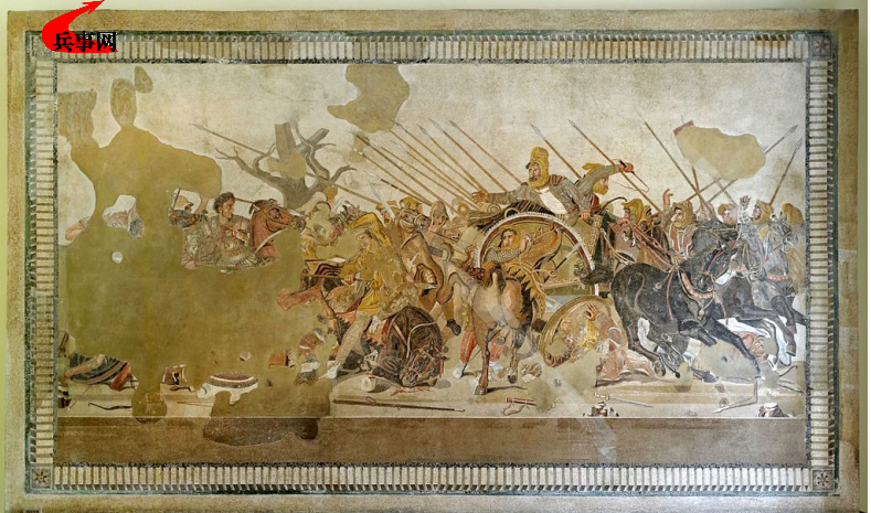 壁画《伊苏之战》，左骑马者为亚历山大，右乘马者为大流士三世.png