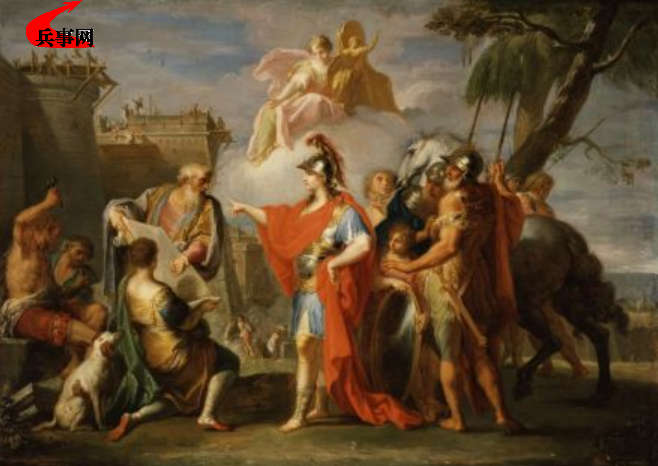 描绘亚历山大征服埃及、建立亚历山大港的油画.png