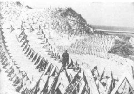 德军沿海岸线设置了重重反坦克障碍.png