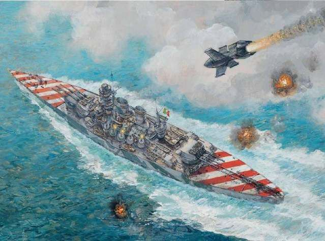 二战时，意大利罗马号战列舰本想去投降，但被德国制导炸弹击沉了